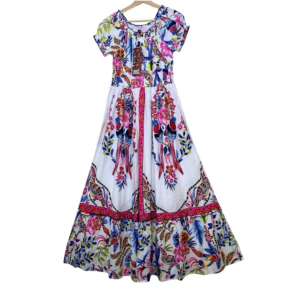 NWT Me 2 Magic Anthropologie Small Maxi Dress Boho Chic Floral Coastal Cottage S